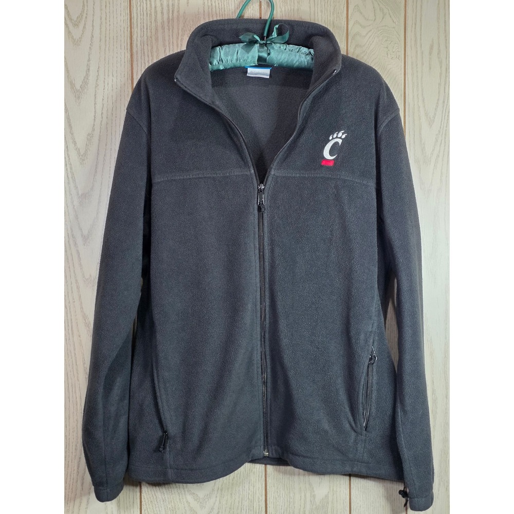 Columbia Mens Cincinnati Bearcats Full Zip Fleece Jacket Gray Size Large